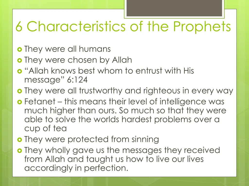 6 characteristics of the prophets