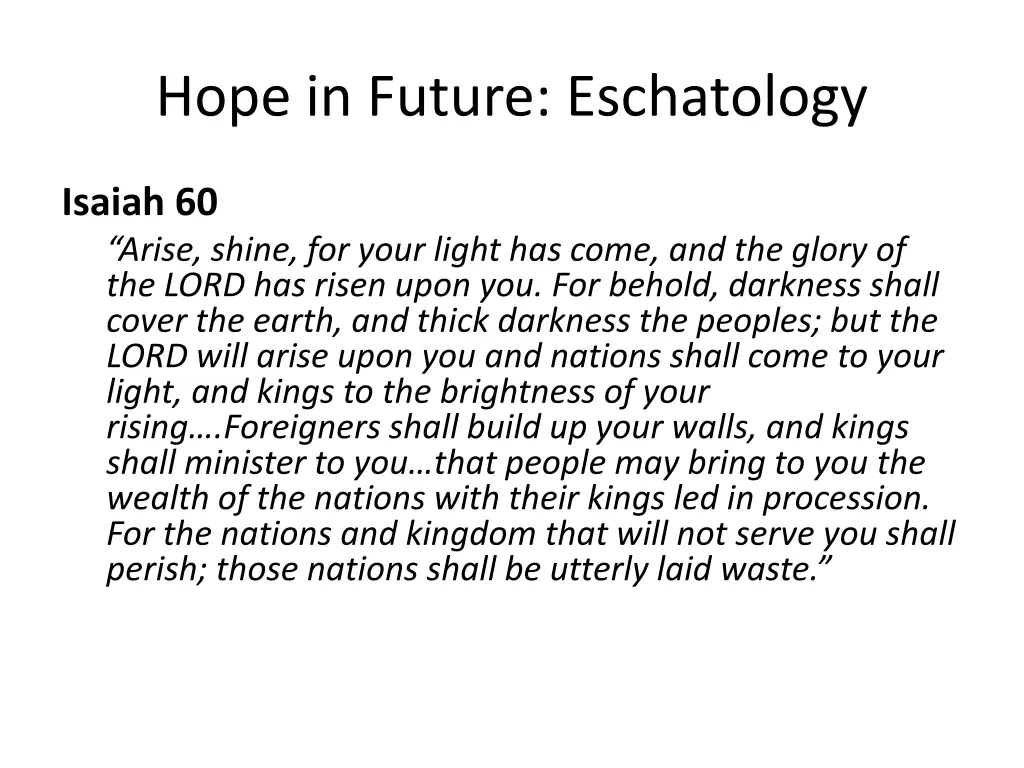 hope in future eschatology