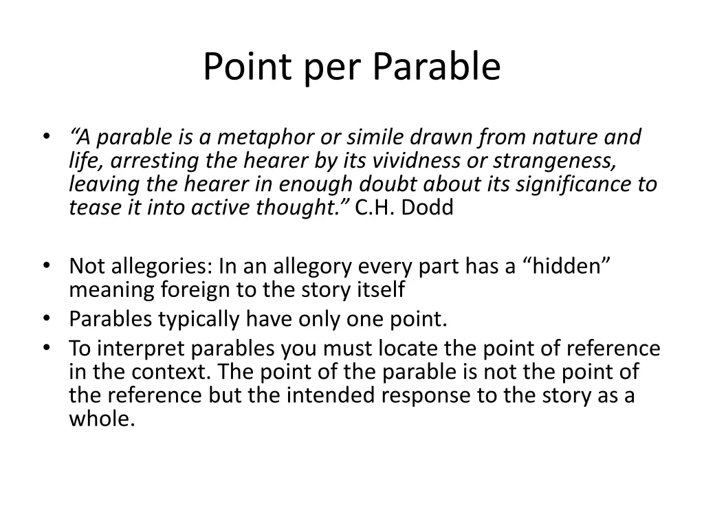 point per parable