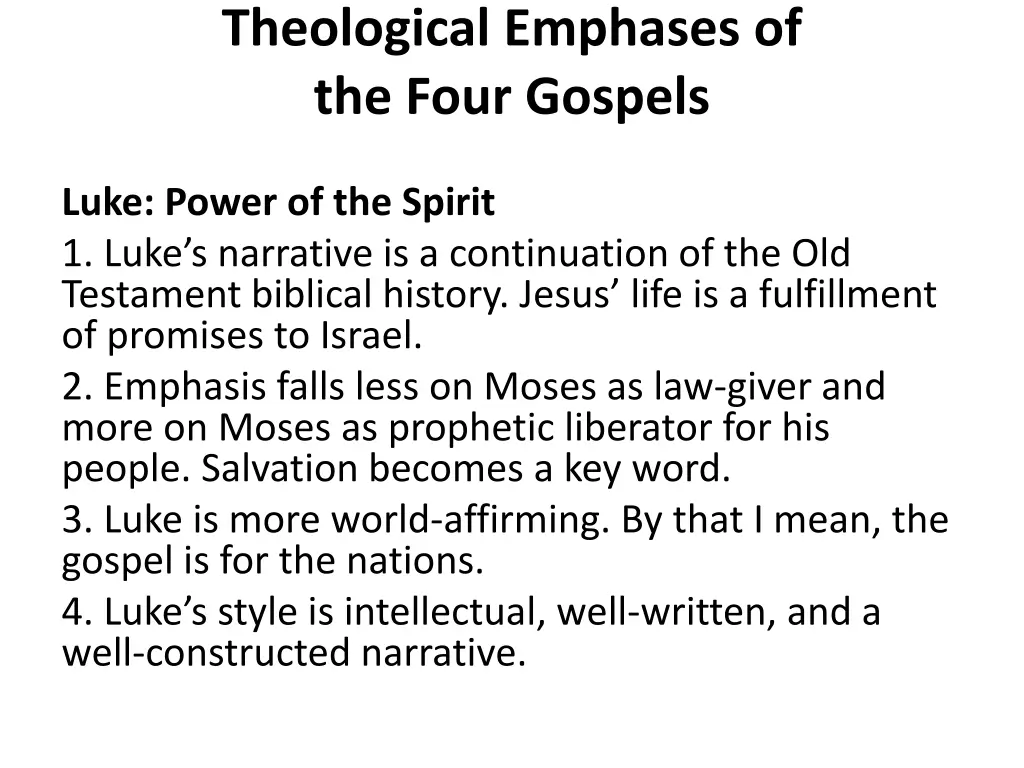 theological emphases of the four gospels 2