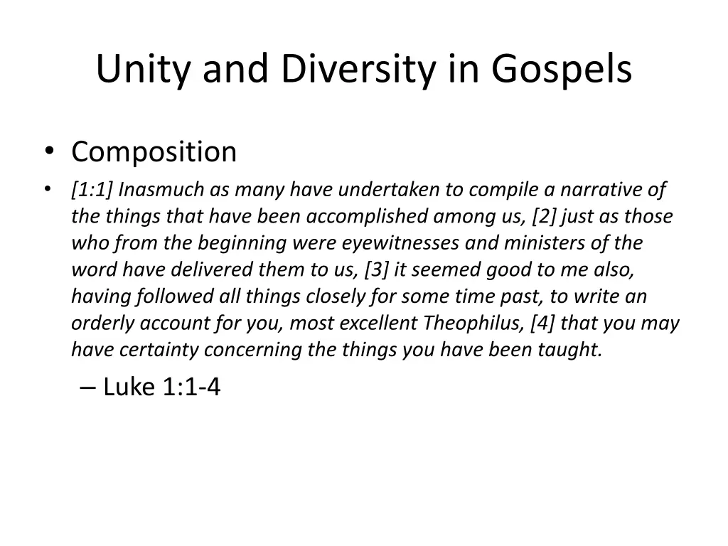 unity and diversity in gospels