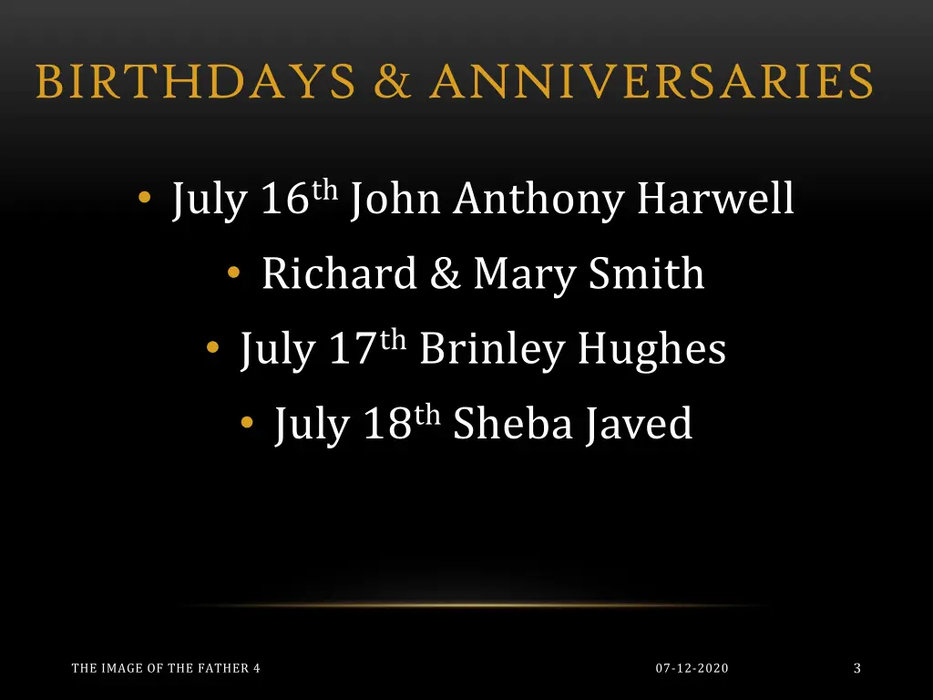 birthdays anniversaries