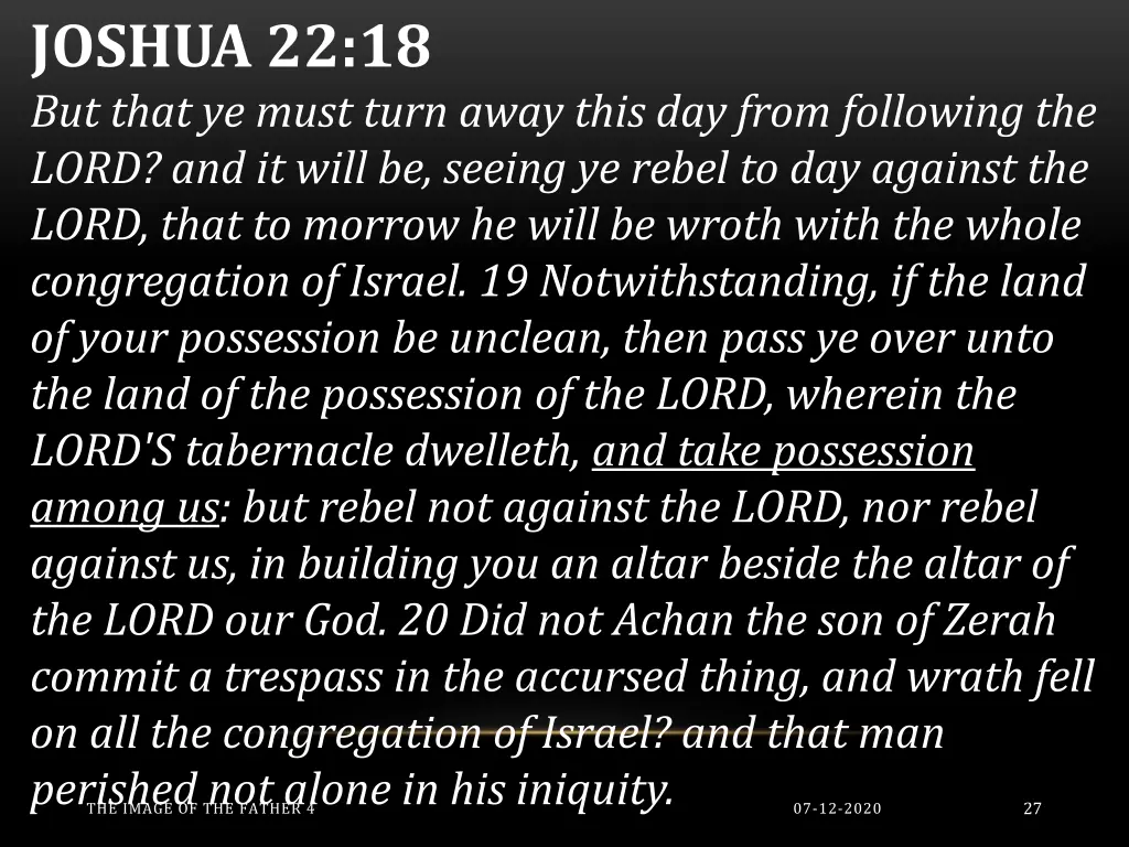 joshua 22 18 but that ye must turn away this