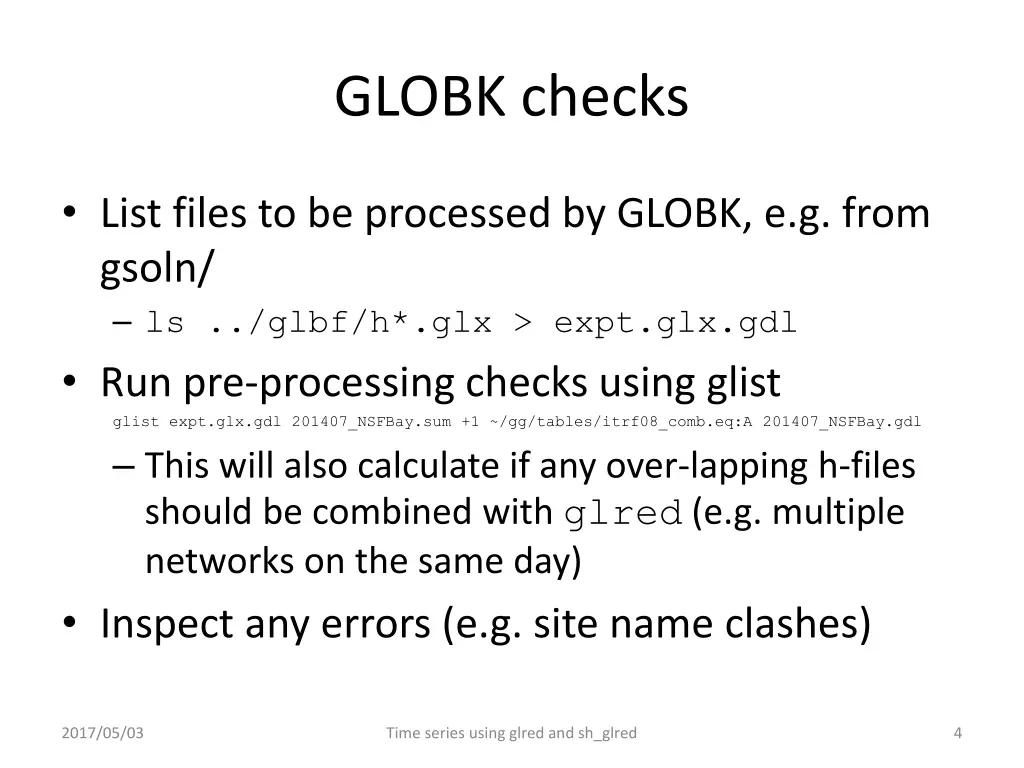 globk checks