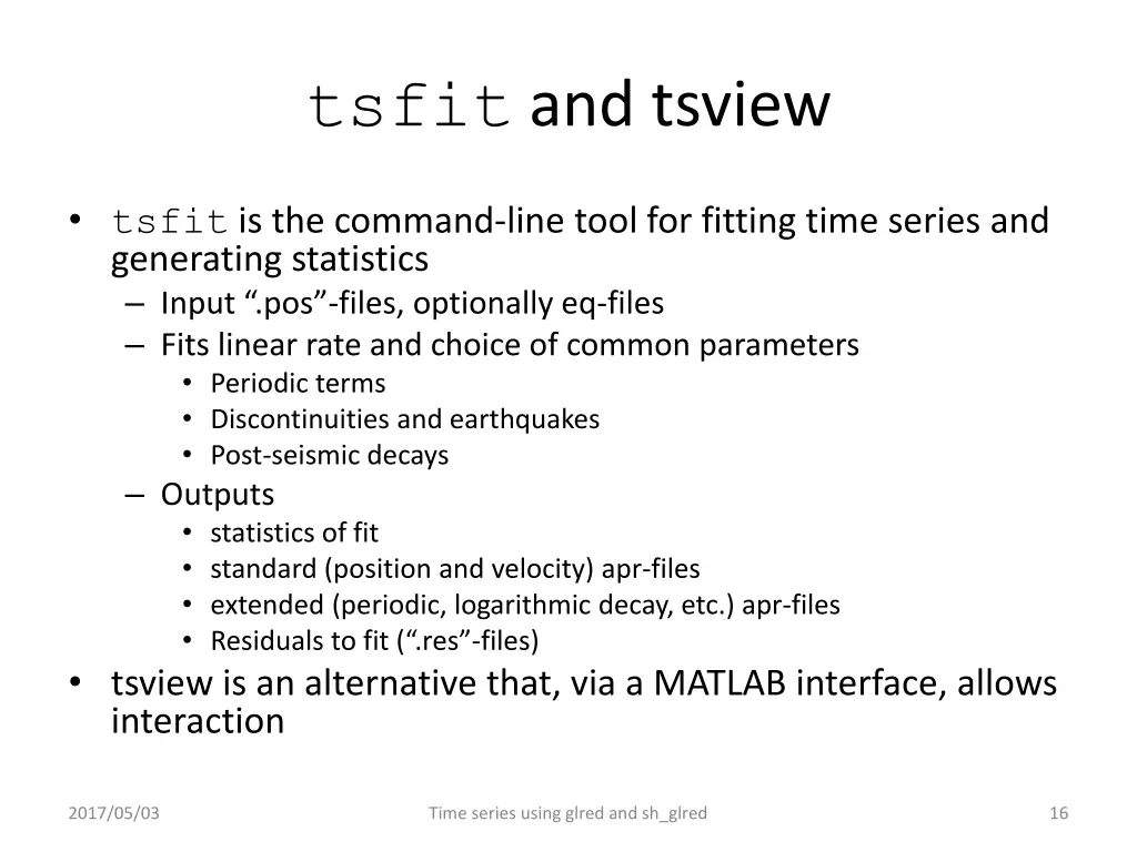 tsfit and tsview