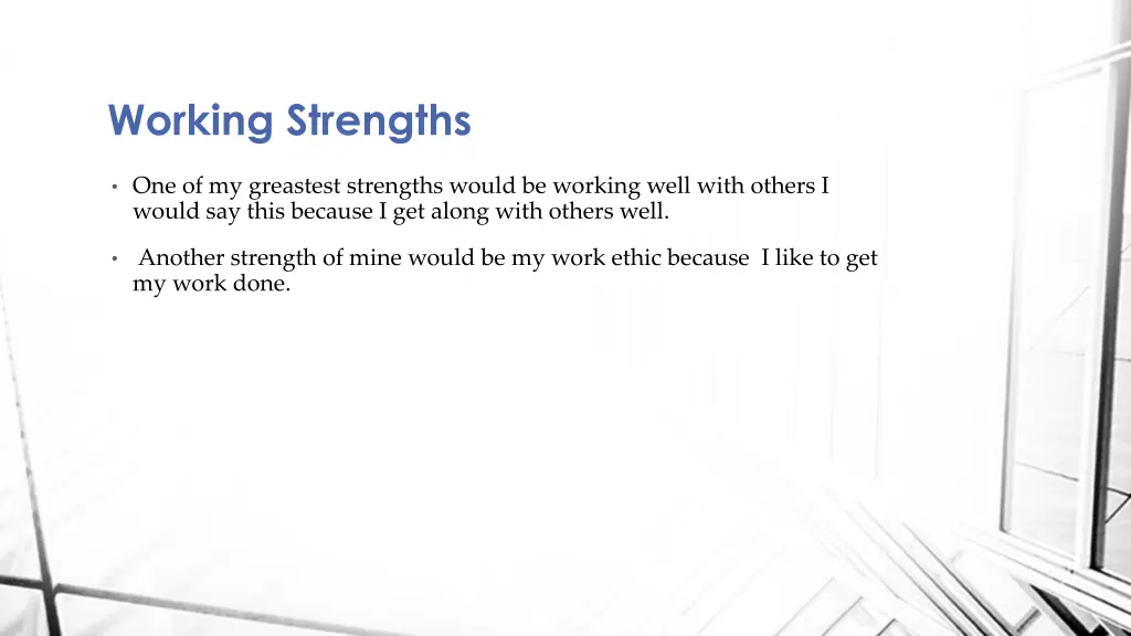 working strengths
