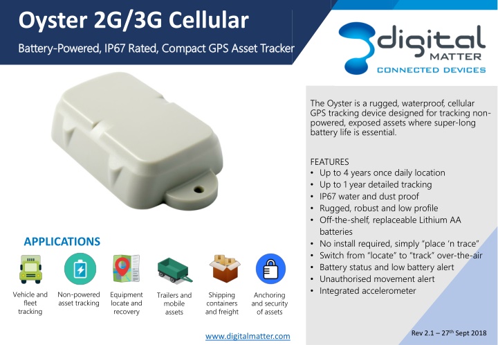 oyster 2g 3g cellular battery battery powered
