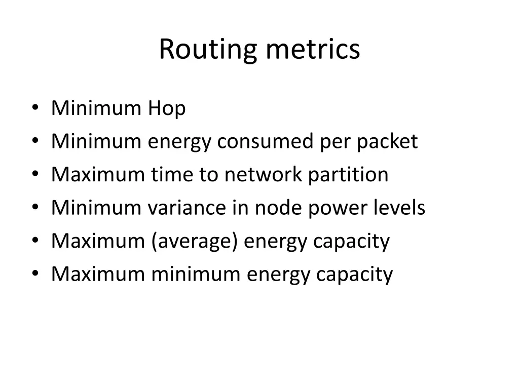 routing metrics
