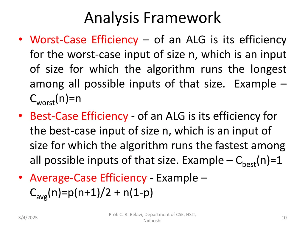 analysis framework worst case efficiency
