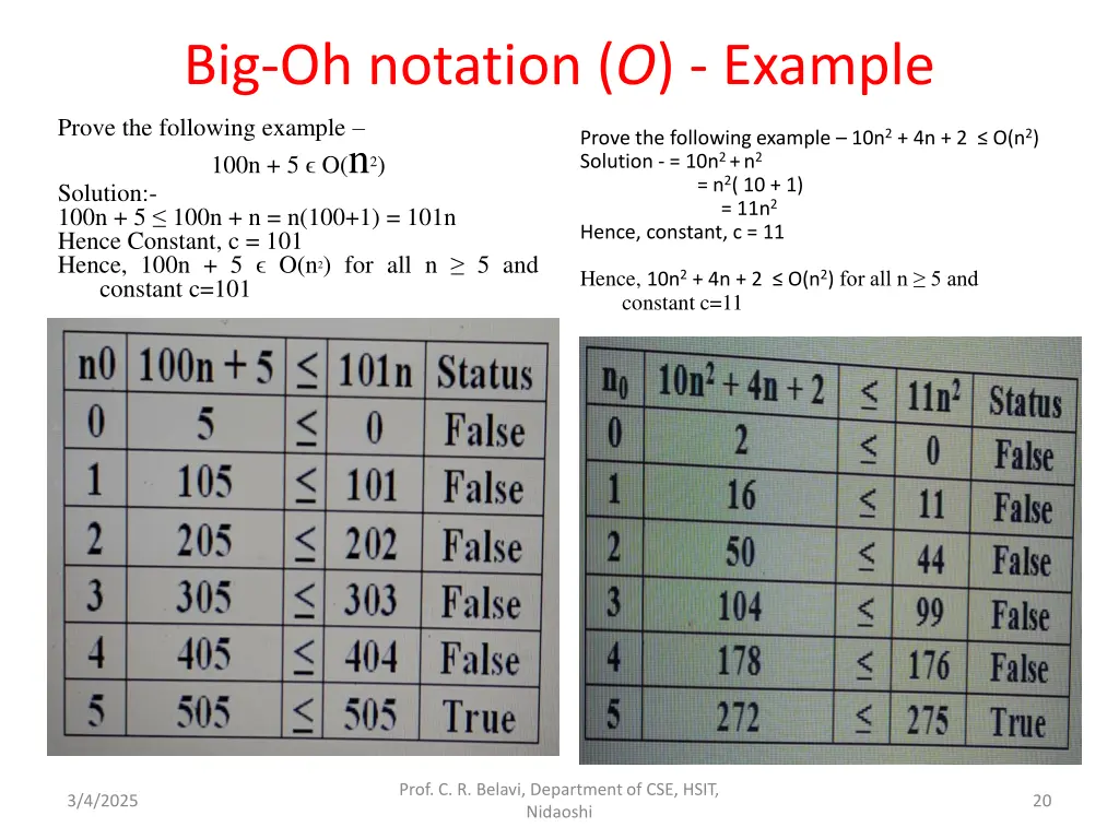 big oh notation o example