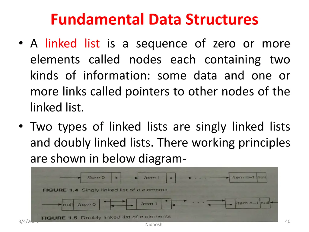 fundamental data structures a linked list