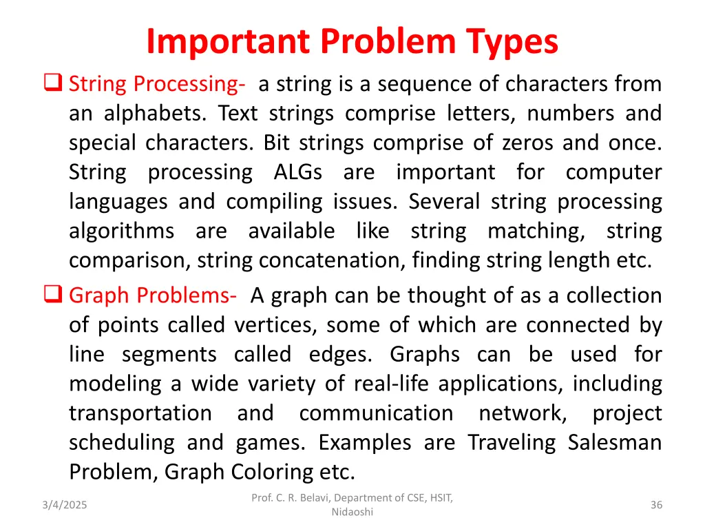 important problem types string processing