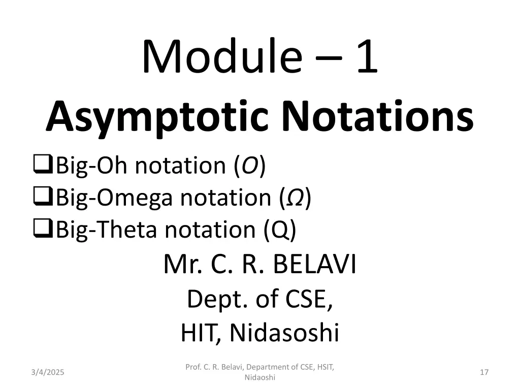 module 1 asymptotic notations big oh notation