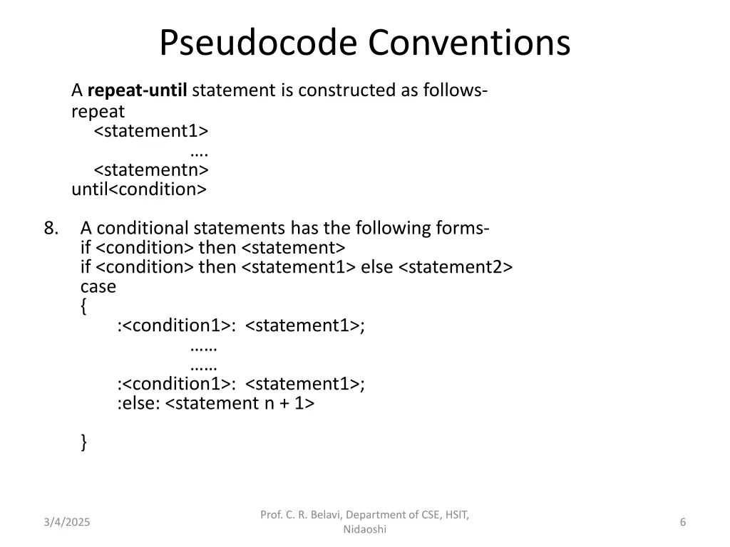 pseudocode conventions