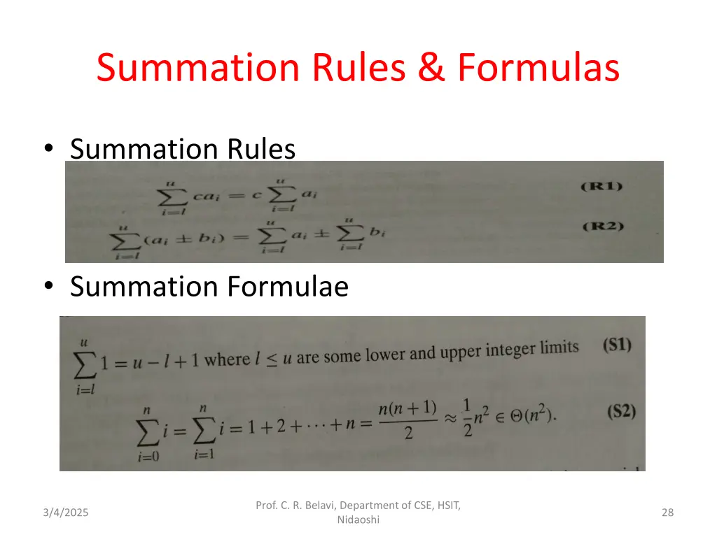summation rules formulas
