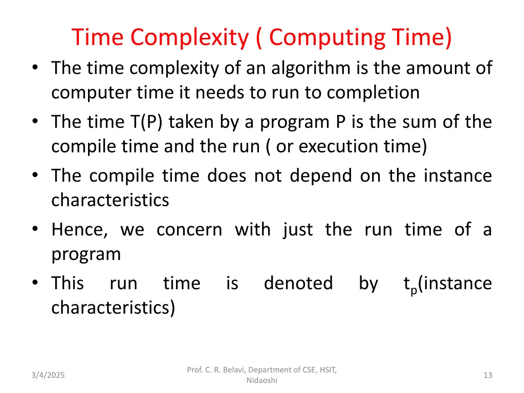 time complexity computing time the time