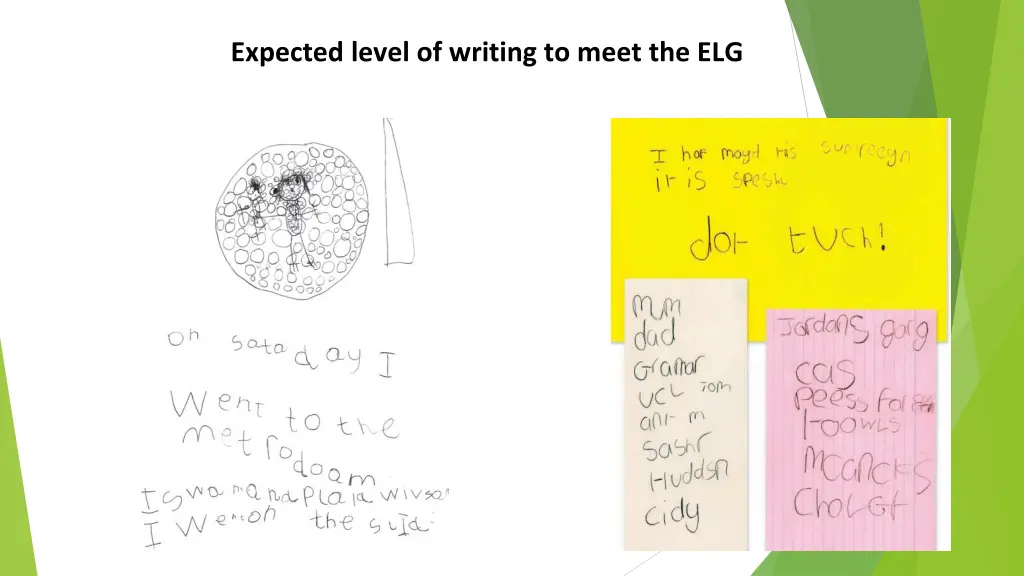 expected level of writing to meet the elg