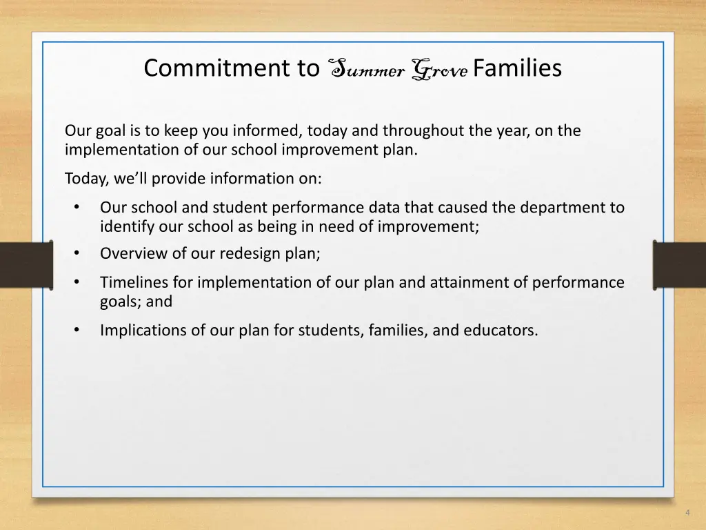 commitment to summer grove families