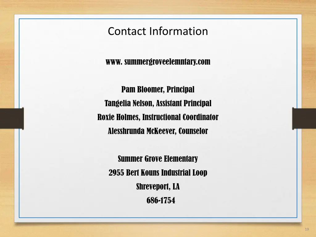 contact information