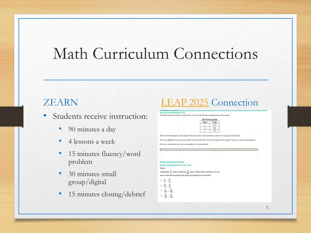 math curriculum connections