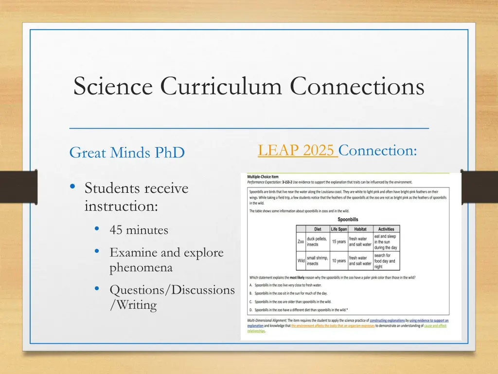 science curriculum connections