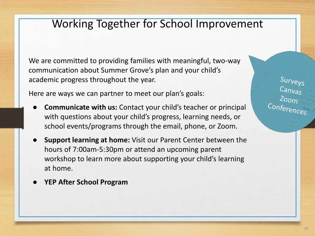 working together for school improvement