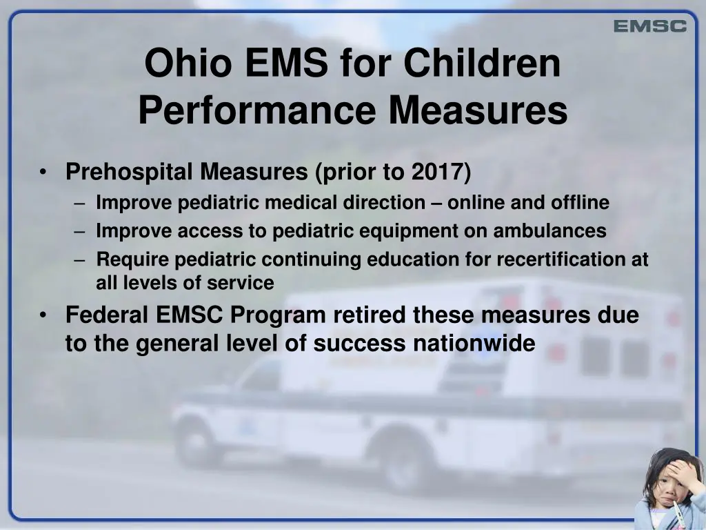 ohio ems for children performance measures