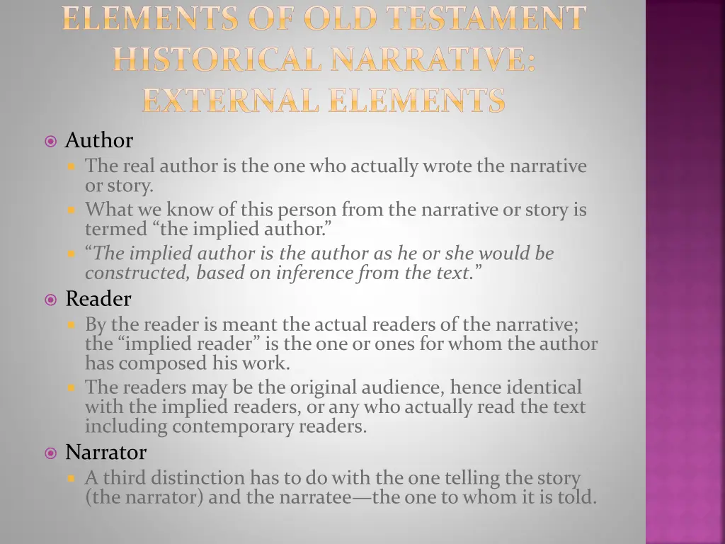 elements of old testament historical narrative