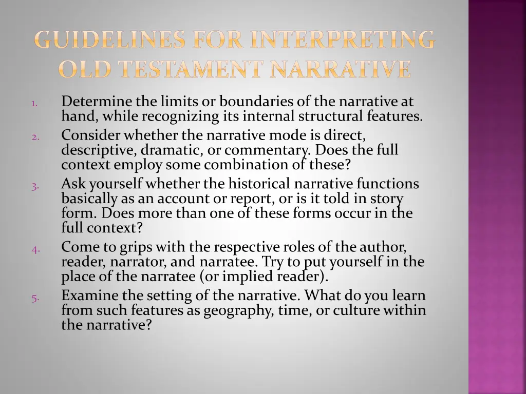guidelines for interpreting old testament