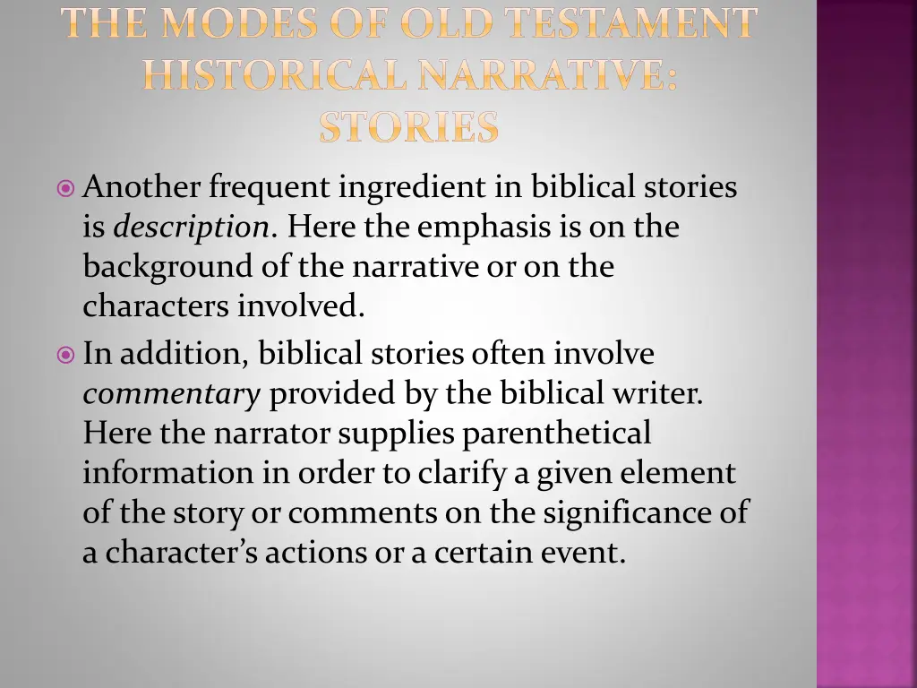 the modes of old testament historical narrative 1