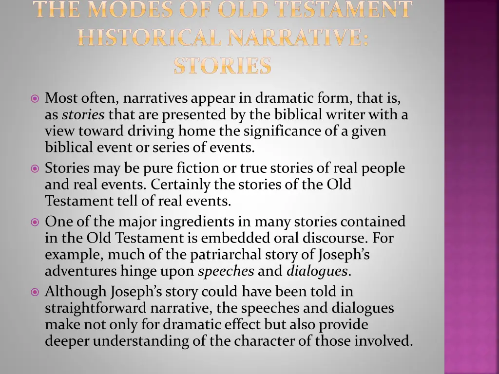 the modes of old testament historical narrative