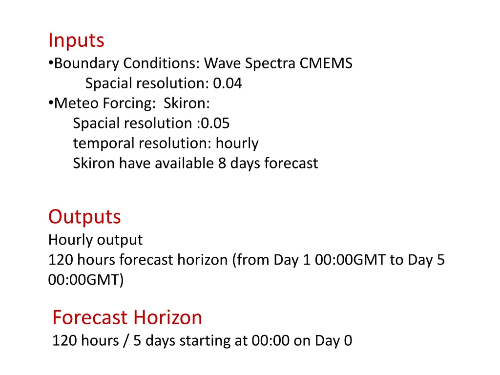 inputs boundary conditions wave spectra cmems