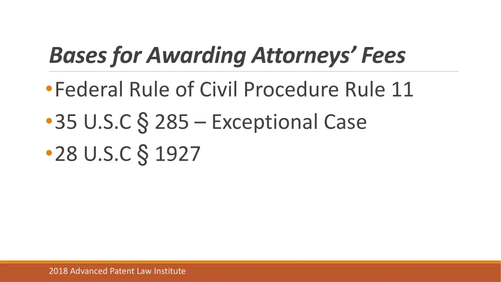 bases for awarding attorneys fees federal rule