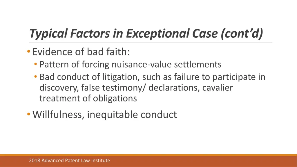 typical factors in exceptional case cont