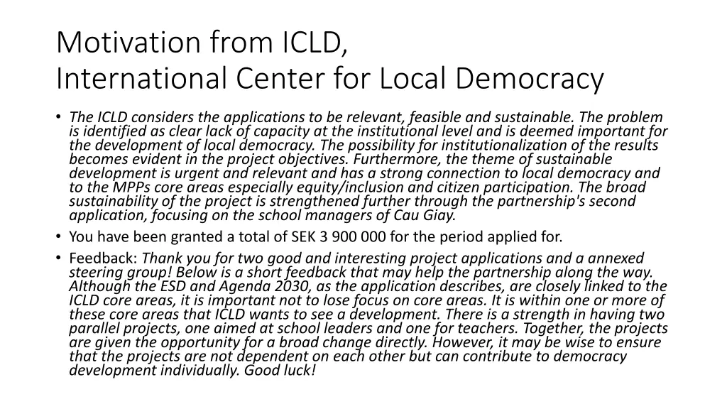 motivation from icld international center
