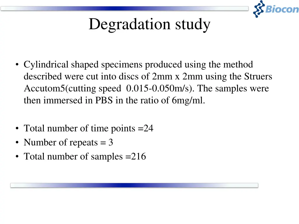 degradation study
