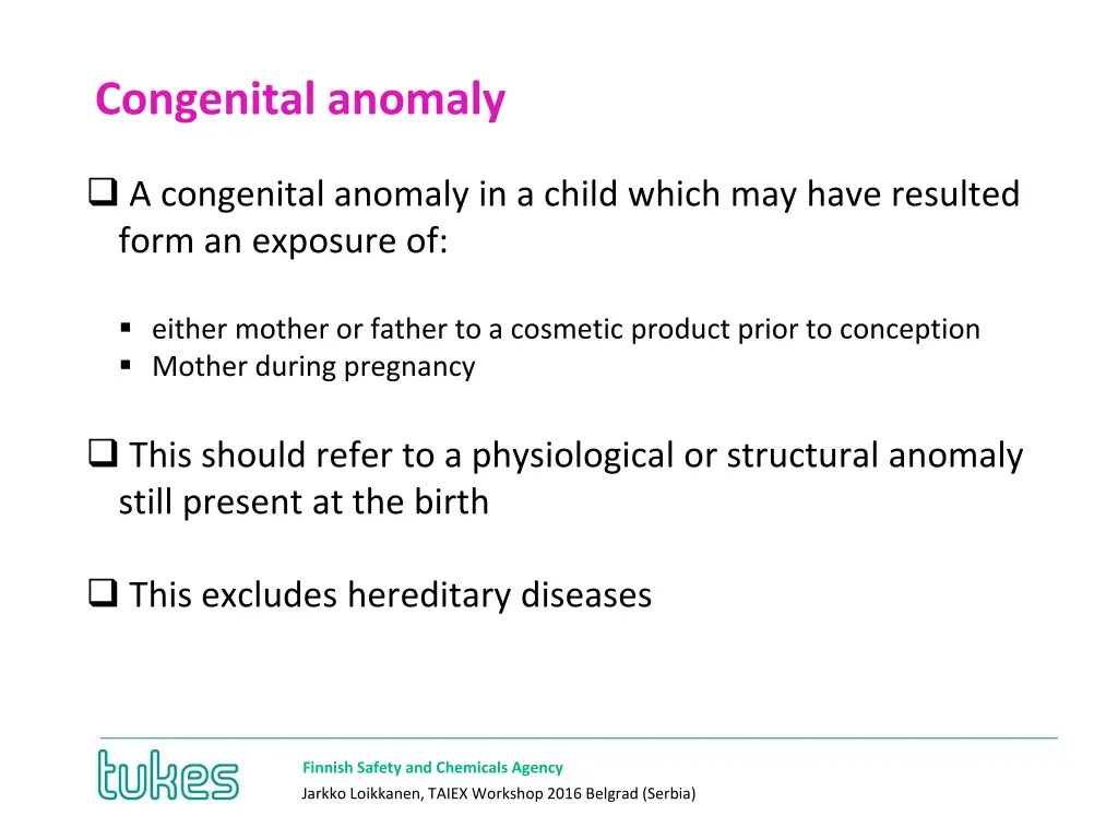 congenital anomaly