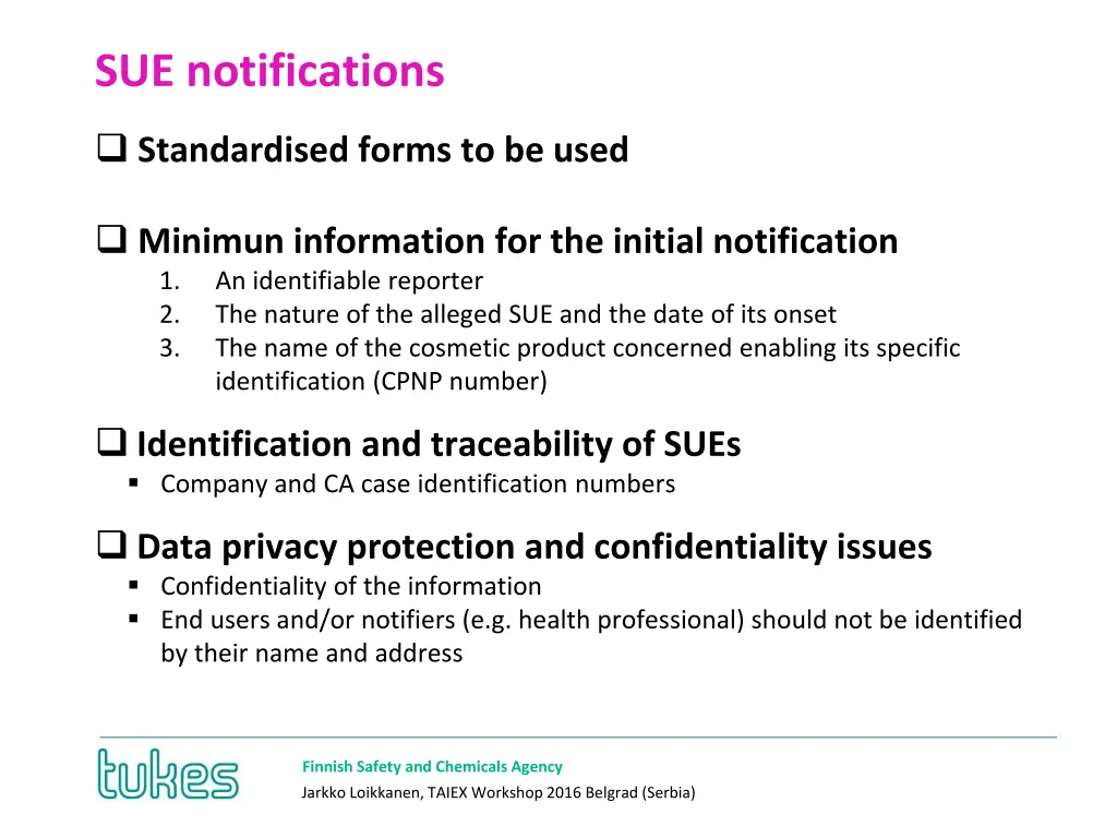 sue notifications