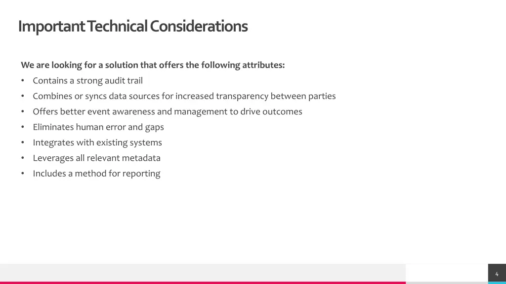 important technical considerations