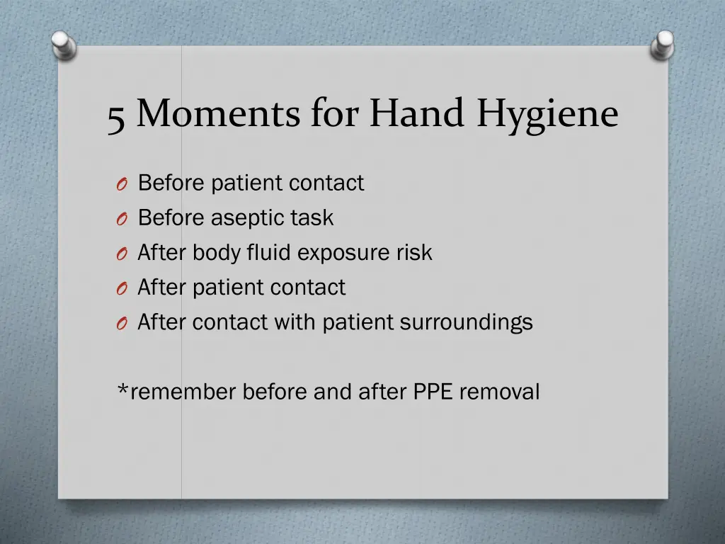 5 moments for hand hygiene