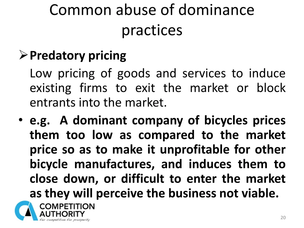 common abuse of dominance practices