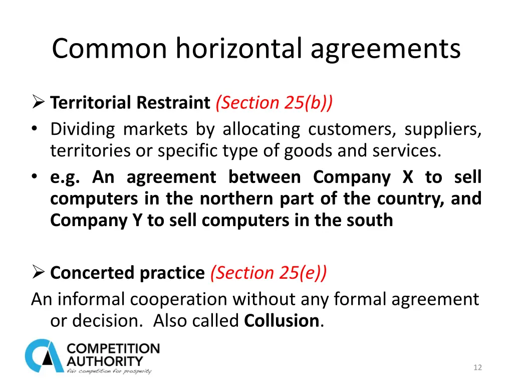 common horizontal agreements 2