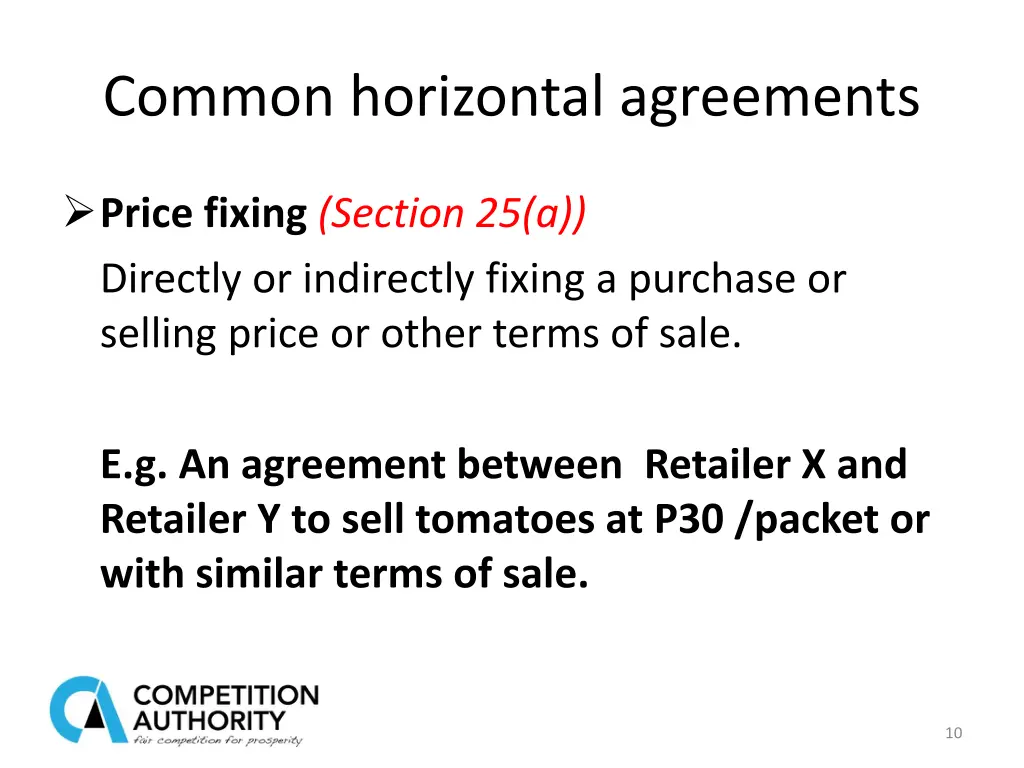 common horizontal agreements