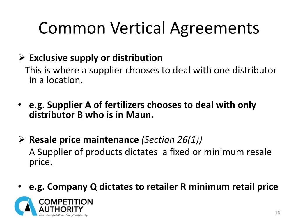 common vertical agreements 1