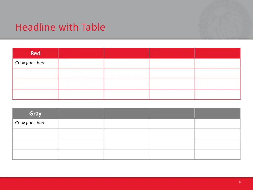 headline with table 1