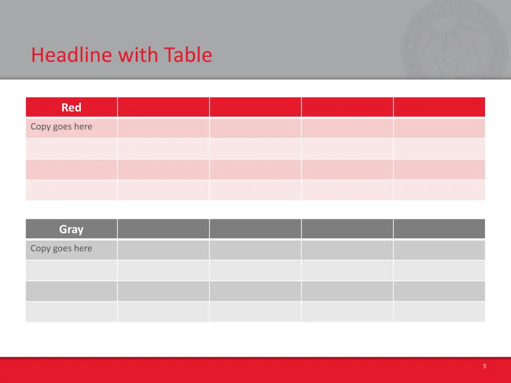headline with table