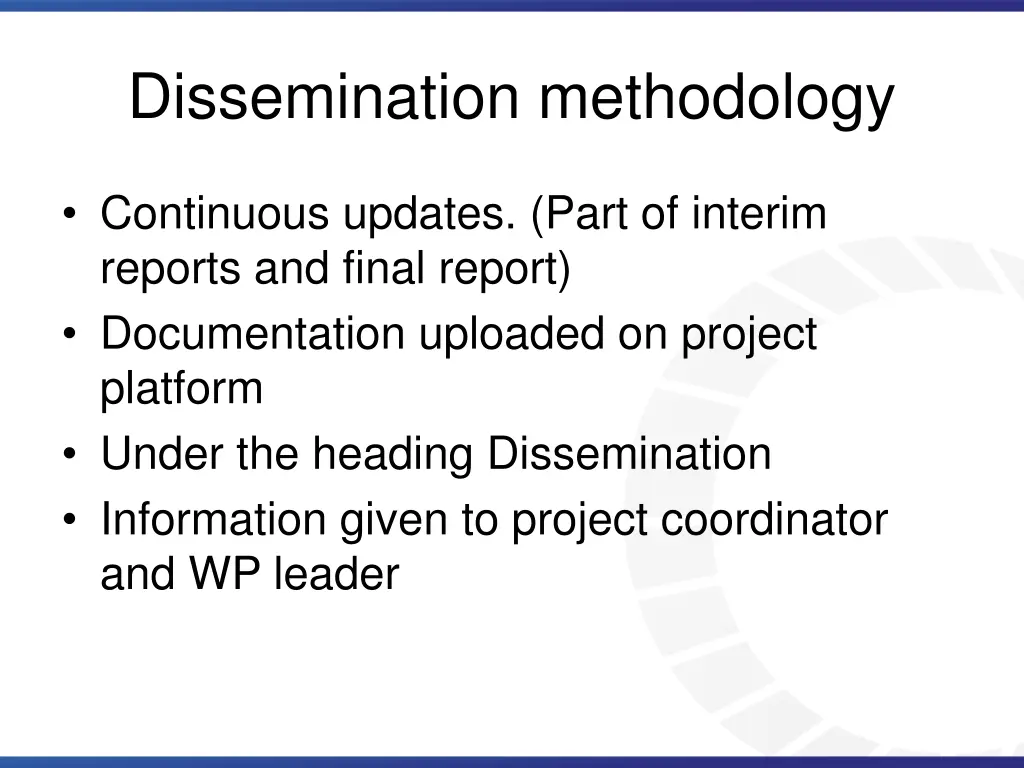dissemination methodology
