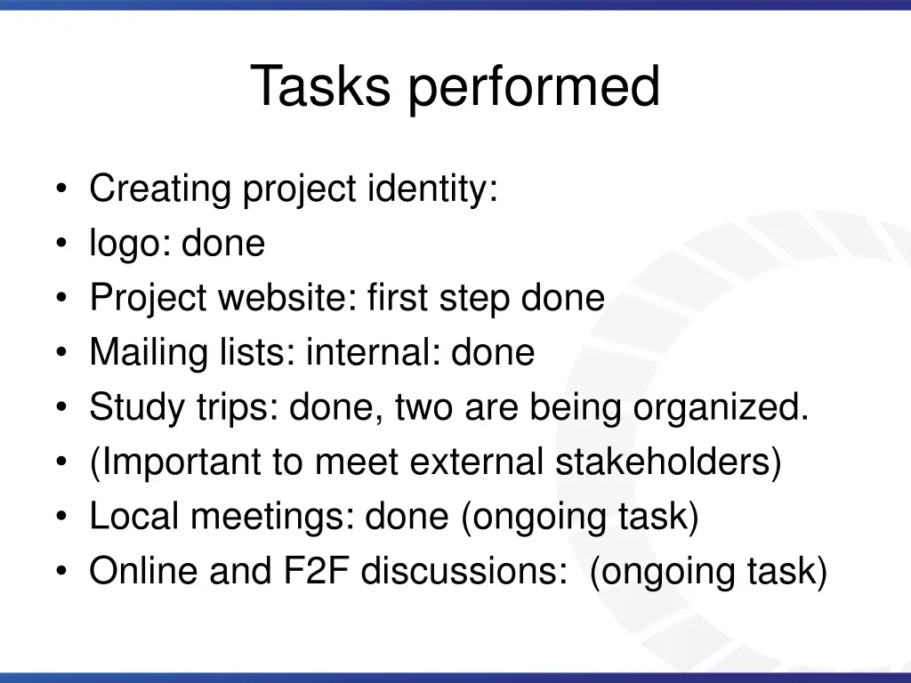 tasks performed