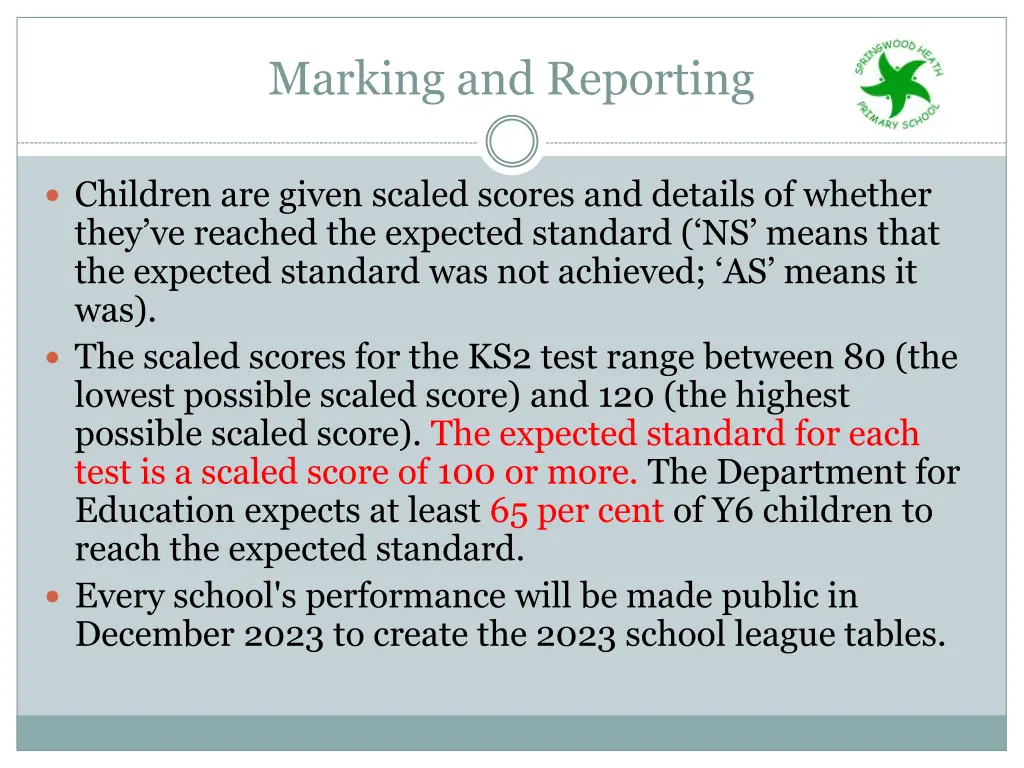 marking and reporting