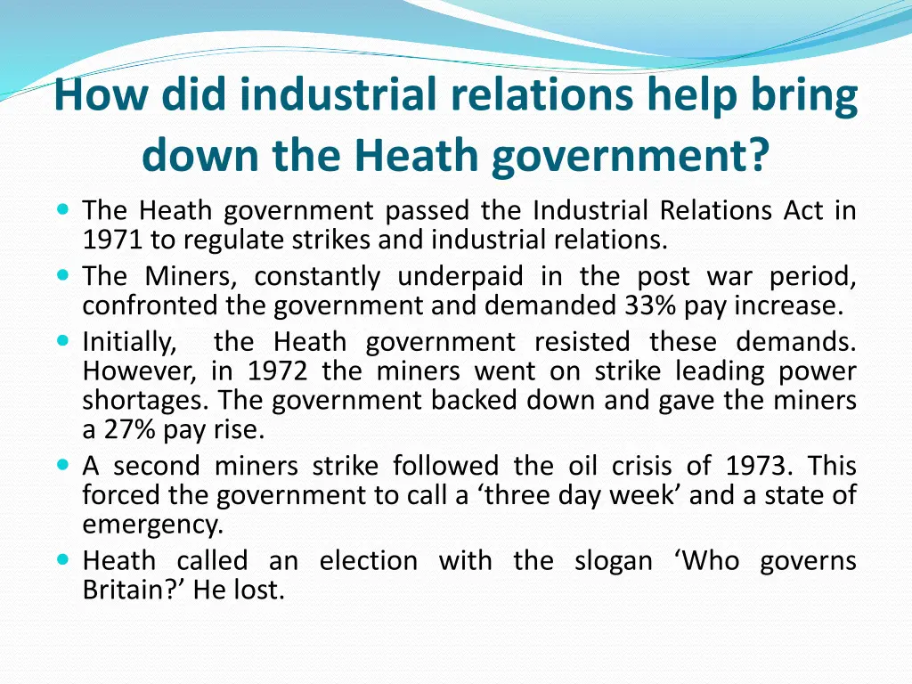 how did industrial relations help bring down